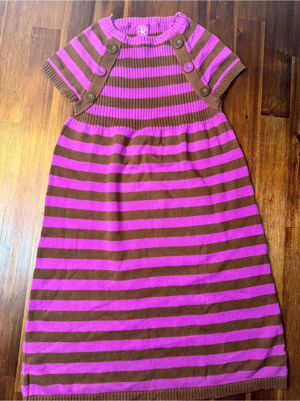 Justice Girls XL Purple Brown Striped Knit Sweater Dress Fall